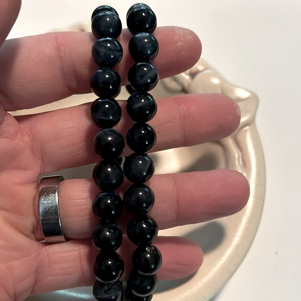 Hand crafted Blue Tiger’s Eye stretch bracelets 8mm beads. 7 inches. - Picture 3 of 4